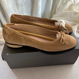 Ecco Sculpted LX Suede Ballerina Flats in Cashmere Size 41 EU 10-10.5 US NIB